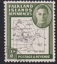 FALKLAND IS DEPENDENCIES GVI 1948 SGG9 - ½d black & green - fine used