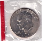 1977 P & D Eisenhower Dollar Two $1 Coins from US Mint Set BU Cello 2Coin #1961 — photo 2
