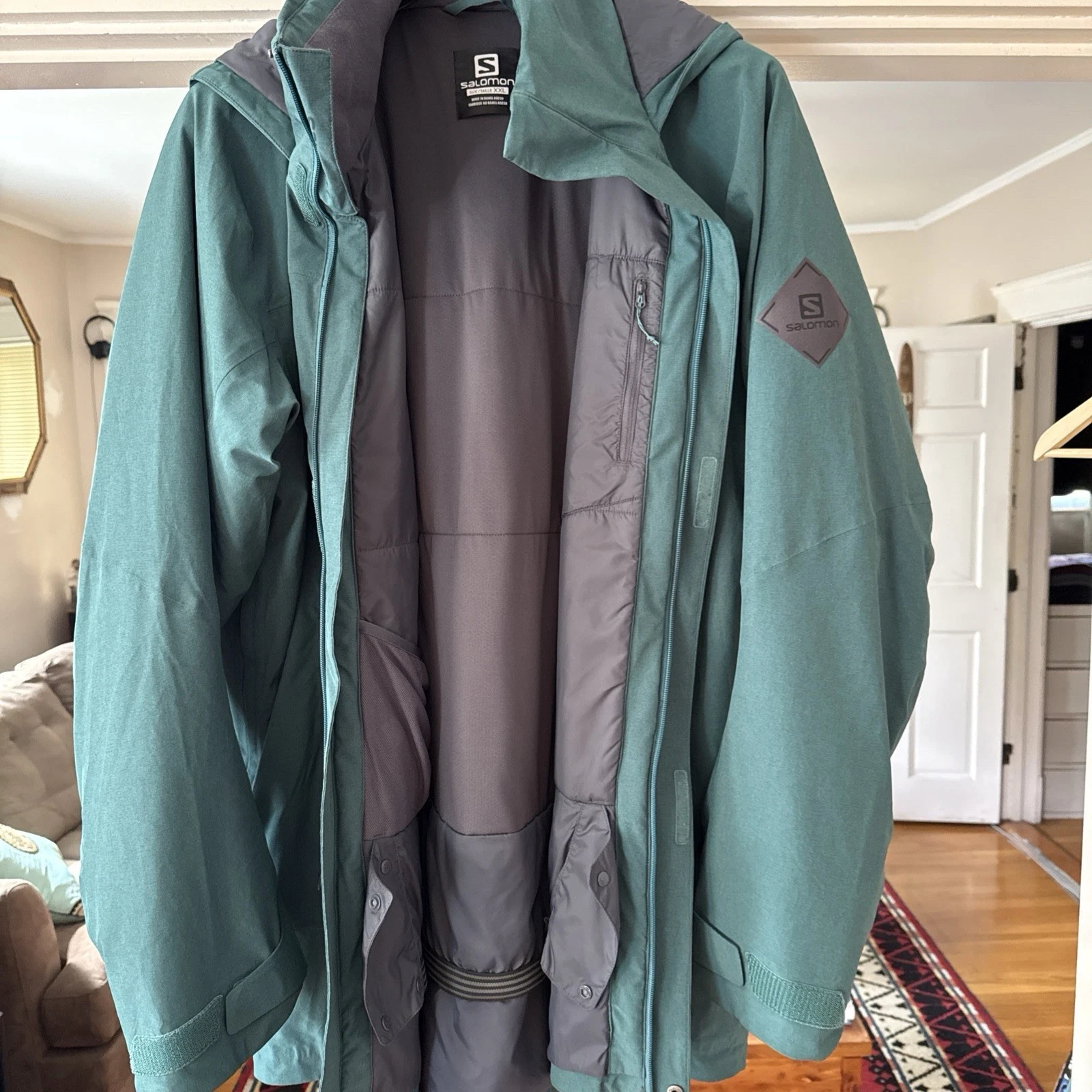 Salomon Light Weight Warm WinterJacket Green Smoke Free House Size Xxl