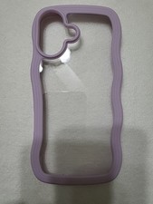 lavender purple silicone wavy frame clear phone case for an iPhone.