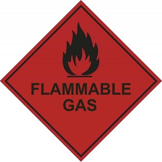 Flammable Gas Hazard Warning Diamond Label - 100mm x 100mm - Self Adhesive