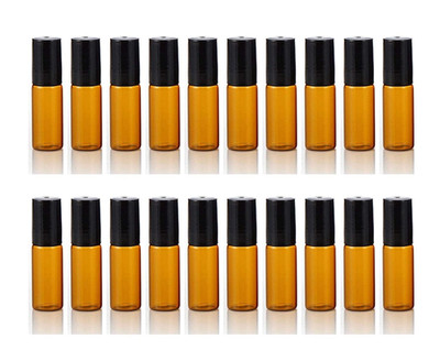 - 20PCS 5Ml Amber Glass Roller Bottles Roll on Bottle Container with Metal Ball