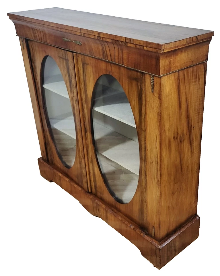 Antique ENGLISH 19th C WALNUT Root Napoleon III CURIO CABINET Display Vitrine - Image 4 of 4