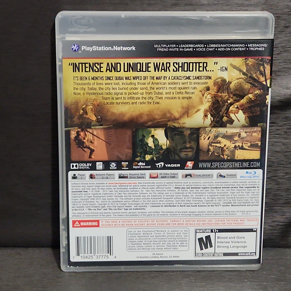 Spec Ops The Line Premium Edition PlayStation 3 PS3 Complete CIB Refurbished - Image 3 of 4