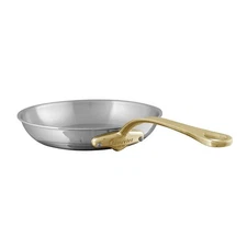 Mauviel M'Cook B 5-Ply Polished Stainless Steel Frying Pan With Brass Handle,