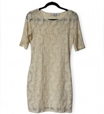 Forever 21 Cream Lace Mini Dress Size Medium Short Sleeve