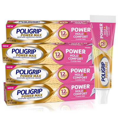 Denture Adhesive, Power Max Hold plus Comfort Denture Adhesive Cream, 2.2 Ounce