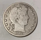 1912 Barber Half Dollar Silver Coin Philadelphia Circulated KM#118