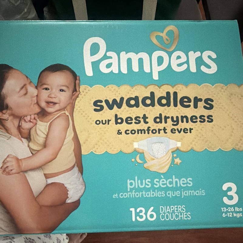 Pampers Swaddlers Size 3 Disposable Diapers 136 Count 13-26 lbs White
