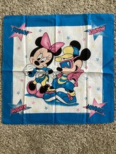 VTG Mickey  Minnie Mouse Bandana 90s Disney USA Blue Retro Cartoon NWOT
