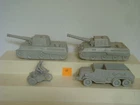 Marx 4757 Battleground /Complete Set of German Tanks / Vehicles / Light Grey (B)