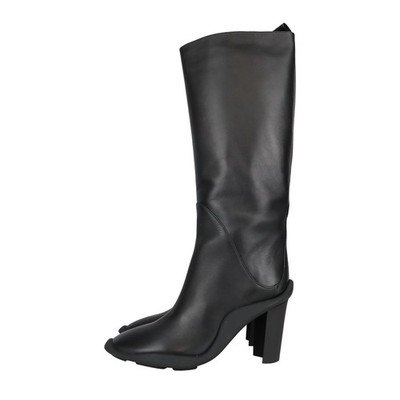 MSGM Damen Schuhe Stiefel Gr. 39 Schwarz Leder Damenstiefel Boots