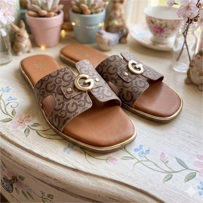 #ad NWOB GBG Los Angeles Brown Monogram G Logo Slide Sandals size 9 $29.99