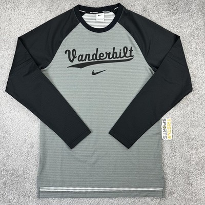 Vanderbilt Commodores Shirt Mens Small Gray Black Baseball Nike PE Team Issue