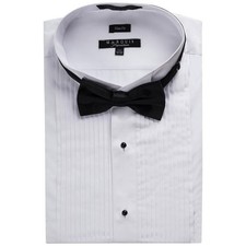Men's Wing Tip Collar Formal Slim Fit Tuxedo Shirt - Bowtie Included