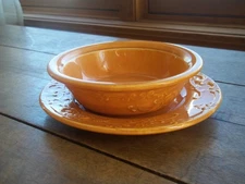Vintage Oven Serve  CEREAL  Bowl  & MATCHING DISH-Pumpkin Orange USA