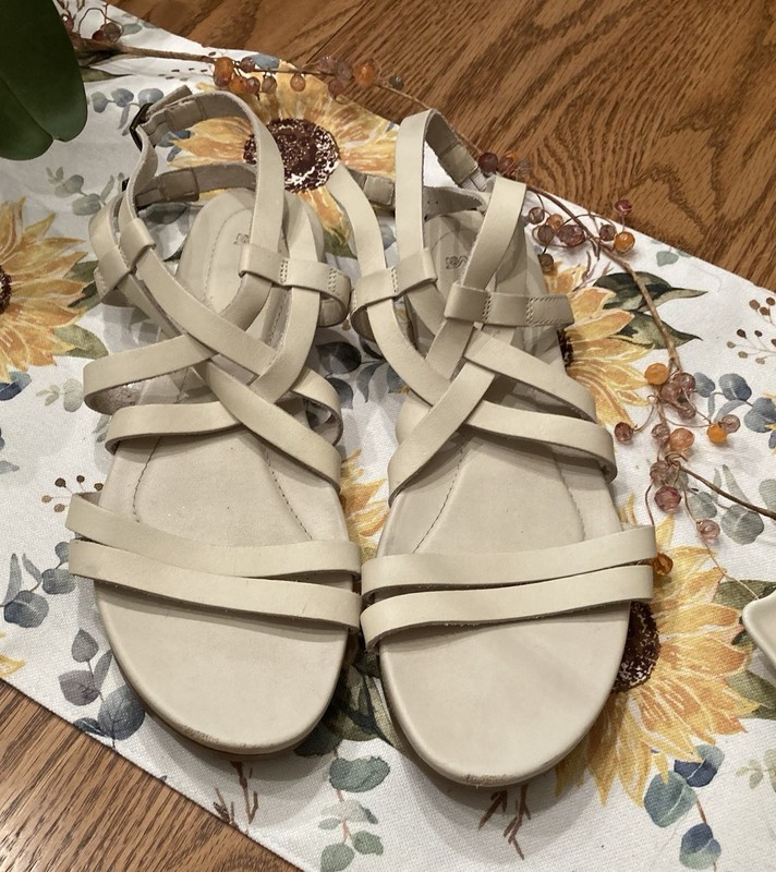 Teva Avatina Sandals Leather Crossover Cream Double Ankle Strap Women’s 9.5