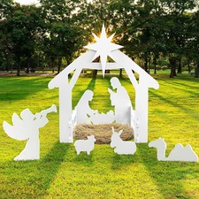 Large Outdoor Nativity Scene Set, Thick Waterproof PVC Holy Family Yard Sign, We