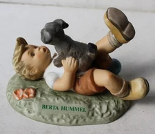 Berta Hummel Boy Dog Playing Figurine 1996 BH4 Pals Ceramic Hand Painted Figure