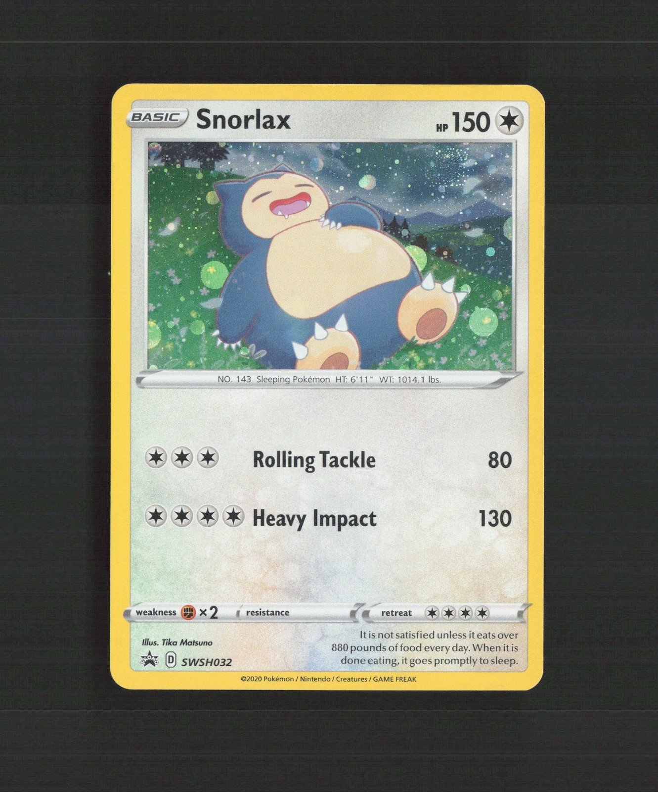 Snorlax SWSH032 Sword & Shield Black Star Promo SWIRL Holo Pokemon Card LP