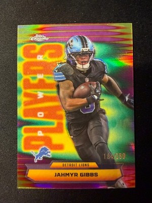2025 Topps Chrome - Power Players Jahmyr Gibbs #PP-12 Purple Refractor /250