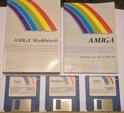 AMIGA A500 PAKET! AMIGA Workbench, Fonts & Extras! + Einführungsbücher!