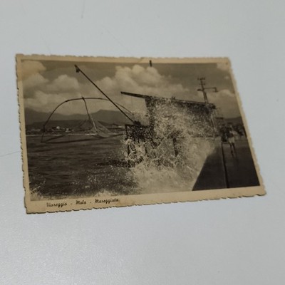 VIAREGGIO MOLO TIDAL SHIPPED 1947 POSTCARD LARGE VINTAGE TRAVELLED