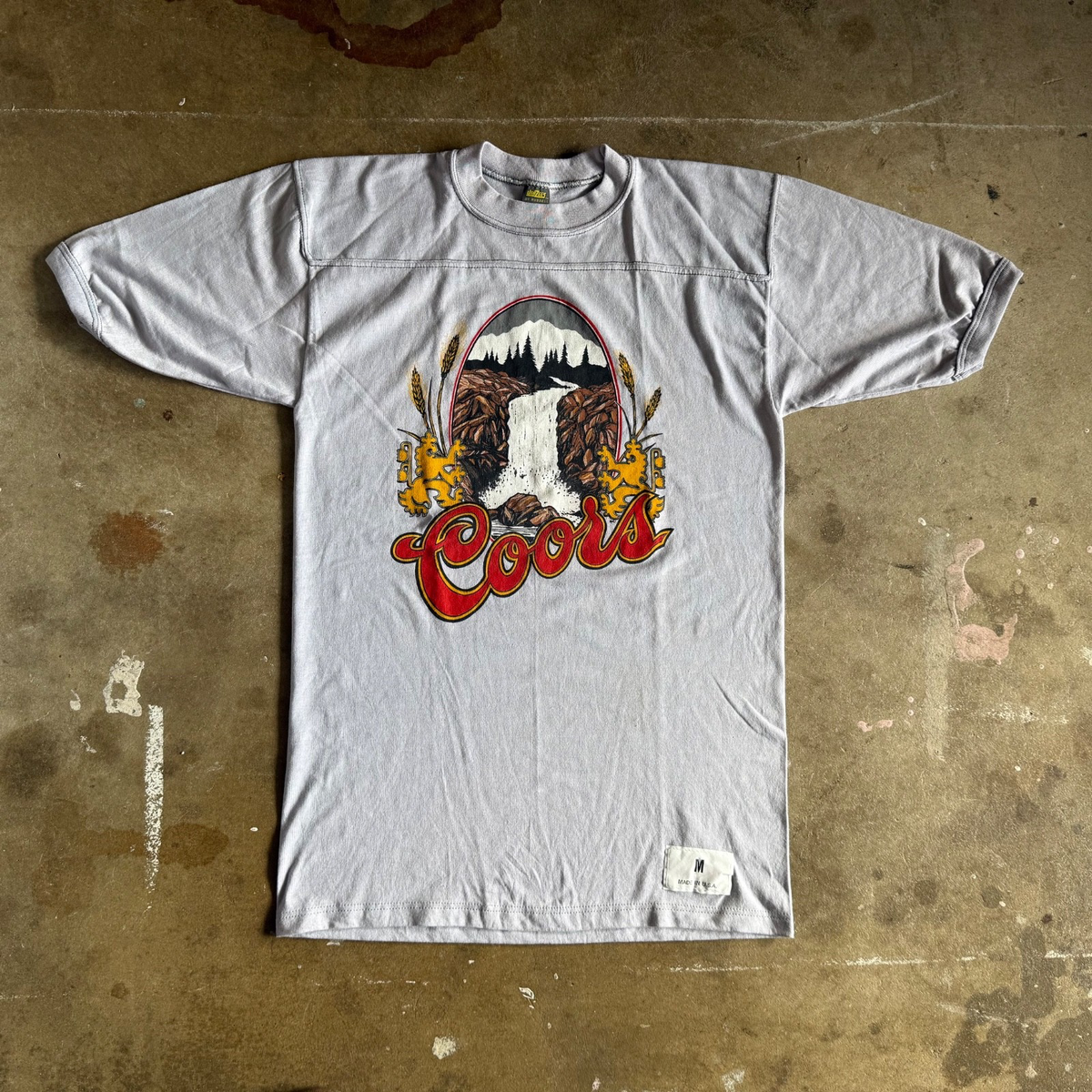 80s VINTAGE COORS BEER WATERFALL T-SHIRT MEN SZ S 70s COORS LIGHT 