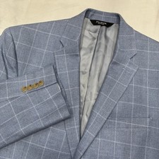Jos. A. Bank Signature Mens 42S Blue Windowpane Silk and Wool Blazer Sport Coat