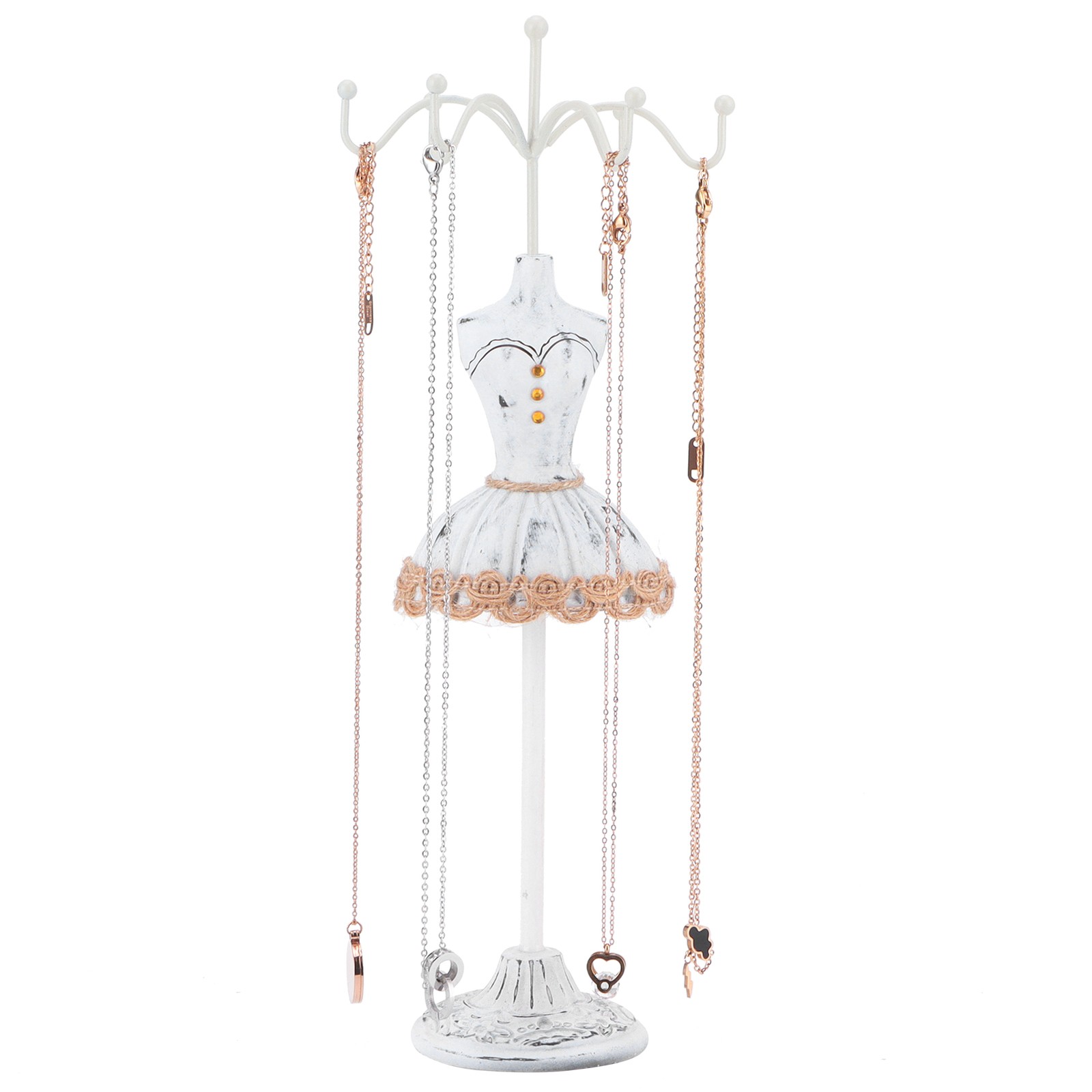 Jewelry Holder Display Necklace Earrings Storage Polyresin Doll Stand With Detac