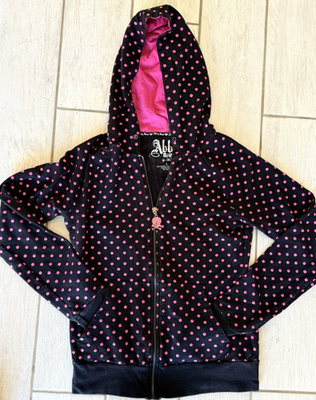 VTG Abbey Dawn Avril Lavigne Full Zip Polka Dot Skull Hoodie Y2K