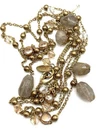Liz Palacios Gold Crystal Quartz Pearl Dangle Station Layering Necklace Vintage