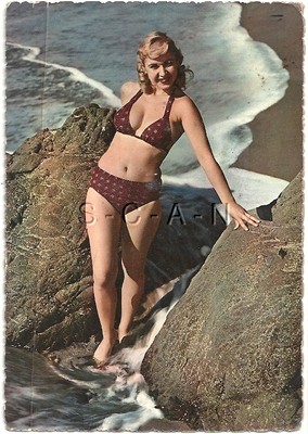 Original 1950s-60s Semi Nude Italian Pinup PC- Blond- Polka Dot