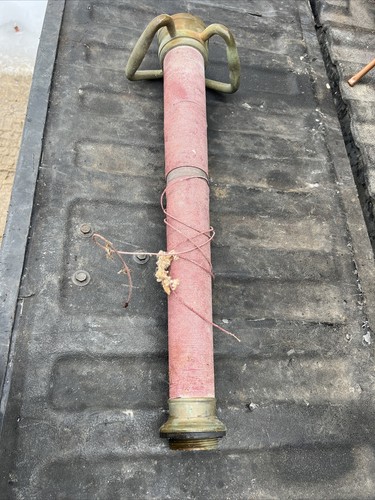 Antique Brass 26” Fire Fighter Nozzle w/ 2 Handles with Red Cord Handle - Picture 3 of 10