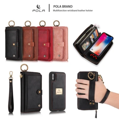 Multifunction Leather Wallet Phone Case Detachable Magnetic For iPhone & Samsung - Image 1 of 4