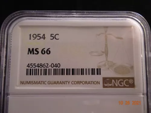 1954 Jefferson Nickel, NGC MS66 