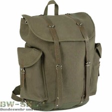 BUNDESWEHR GEBIRGSRUCKSACK 35L OLIV ALTE ART MIT LEDERRIEMEN BW OUTDOOR TASCHE