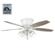 Hampton Bay Stoneridge 52 in. Matte White Hugger LED Ceiling Fan with Light Kit