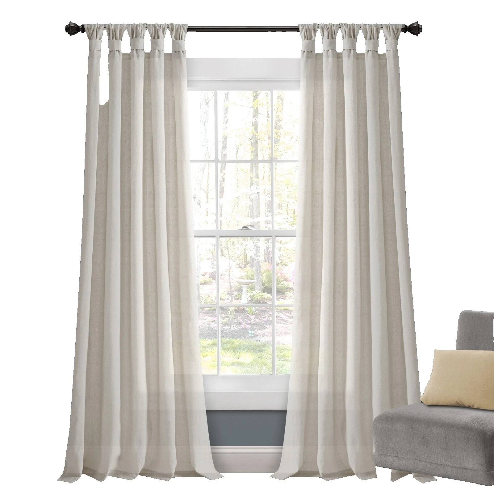 País, mezcla algodón, cortinas De Ventana de patrón Sólido