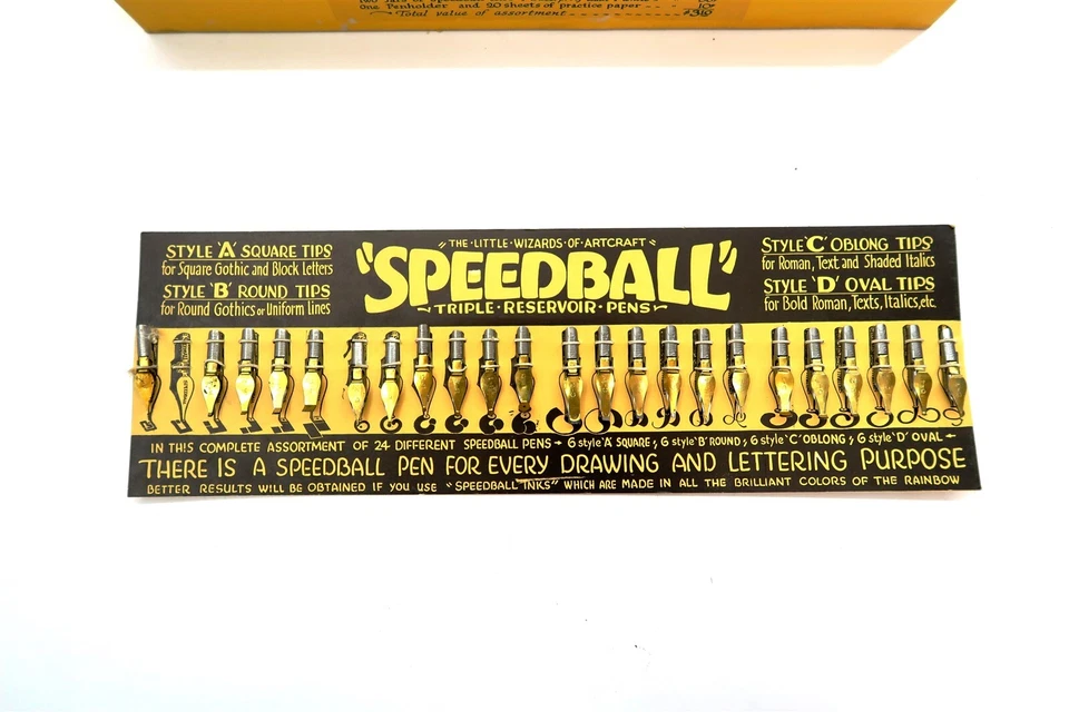 Conjunto de traje de estudiante vintage 1935 THE SPEEDBALL SURTMENT Nº 1 de Hunt Pen Co Foto 4 de 4