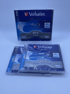 (LOT OF 3) Verbatim Single Layer 25GB Blu-ray Disc 96910 (BRAND NEW)