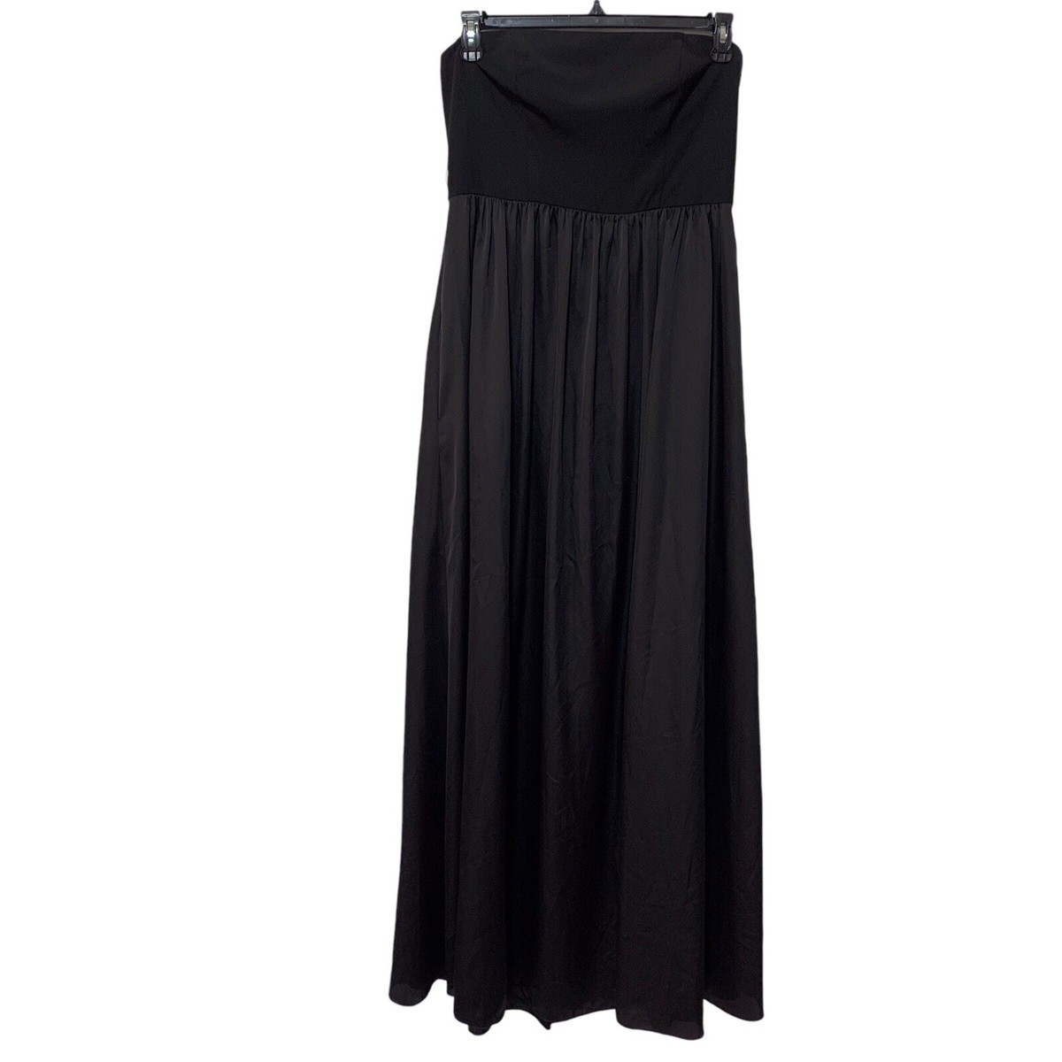 White By Vera Wang Dress Strapless Maxi Ebony Black Front Slit Gown Prom  Size 10