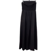 White By Vera Wang Dress Strapless Maxi Ebony Black Front Slit Gown Prom Size 10
