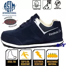 REEBOK Men's Steel Toe Slip Heat Abrasion Chemical Resistant Shoes Suede Upper