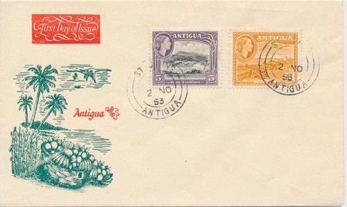 St. Johns Antigua combo 5 & 6c Queen Elizabeth II First Day cover