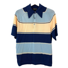 Vintage 70s Disco MW JcPenney Cool Rayon Striped Short Sleeve Polo Shirt Large