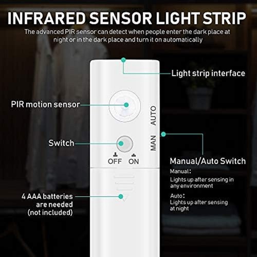 Flexible LED Motion Sensor Strip Light LED Cabinet Lights for Wardrobe 1M,2M,3M - Picture 2 of 13