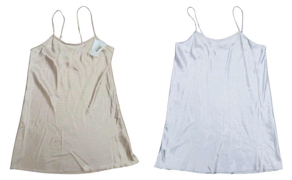 Flora Nikrooz Jaquard Dots Paige Collection Satin Chemise Women's Sleep Top NWT