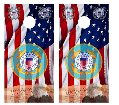 U.S. Coast Guard Patriotic Cornhole Board Wraps FREE LAMINATION #1539