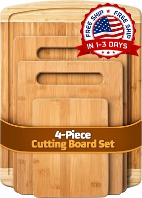 Juego de tablas de cortar de bambú para carne queso y verduras juego de 4 US NEW